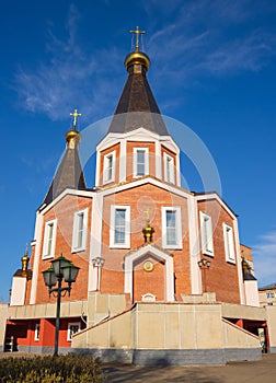 Spring  landscape. Morning and Orthodox Church Seversk.