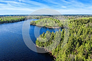 Spring landscape over Swedish lake photo