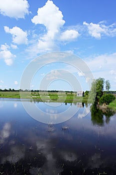 Spring landscape with pond