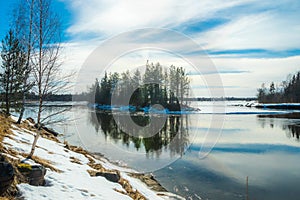 Spring landscape on the river Kymijoki, Kouvola, Finland photo