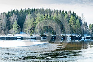 Spring landscape on the river Kymijoki, Kouvola, Finland photo