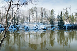 Spring landscape on the river Kymijoki, Kouvola, Finland photo