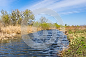 Spring landscape with small river