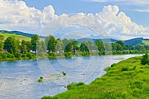 Spring landscape. The Tatra Mountains over The Dun photo