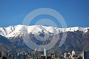 The spring landscape of Tochal mountain and Tehran