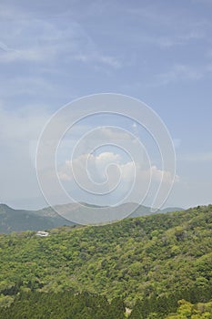 Spring landscape with Top of Mount Fuji from Fuji - Hakone - Izu National Park in Japan