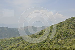 Spring landscape with Top of Mount Fuji from Fuji - Hakone - Izu National Park in Japan