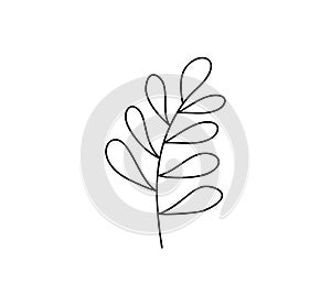 Spring Leaf Outline Vector line Icon. Doodle Spring Concept Minimal Style Illustration for kids book design or web