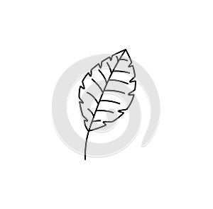 Spring Leaf Outline Vector line Icon. Doodle Spring Concept Minimal Style Illustration for kids book design or web
