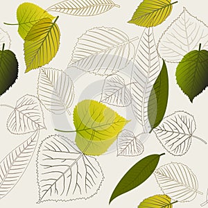 Spring leafs abstract seamless pattern