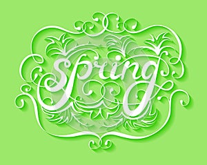 Spring lettering, vector background