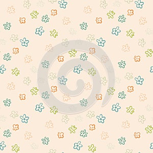 Spring light floral background with little daisy flowers. Pastel background. Multicolor botanic elements