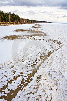 Spring melting of ice on the Ob river