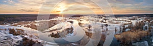 Spring melting river flood panorama