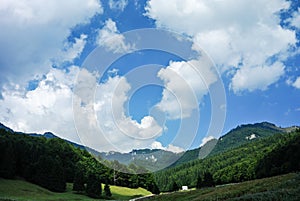 Spring.Mountain landscape scene.Cheia, the Romanian Carpathians