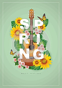 spring music festival poster design. Vector illustration decorative design