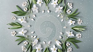 Spring natural floral background Green frame of white 1690447981874 2