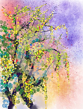 Spring nature season watercolor painting