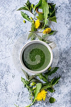 Spring nettle and dandelion smoothie