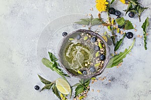 Spring nettle and dandelion smoothie