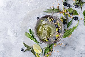 Spring nettle and dandelion smoothie