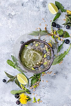 Spring nettle and dandelion smoothie