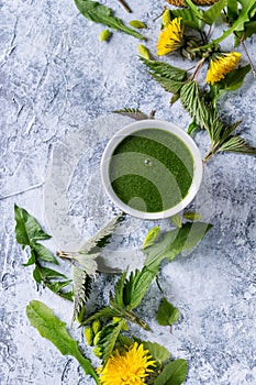 Spring nettle and dandelion smoothie