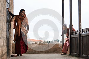 Spring, Novruz holiday celebration concept with Beautiful azeri women photo