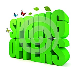 Spring Offers Green 3D Word