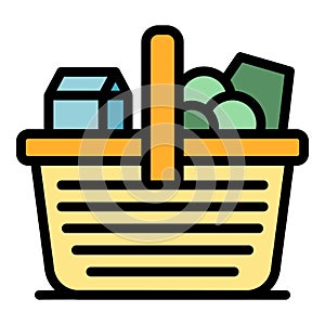 Spring picnic basket icon vector flat