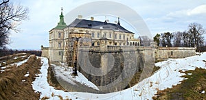 Spring Pidhirtsi Castle panorama view (Ukraine)