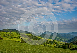 Spring in the Pieniny with Three Crowns mountain in the background.