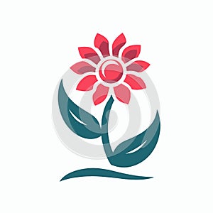 Spring pink flower icon on background for graphic and web design. Simple vector logo sign, generative ai