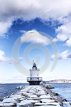 Spring Point Ledge Lighthouse South Portland Maine winter scene