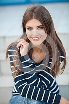 Spring portrait of a beautiful woman outdoors