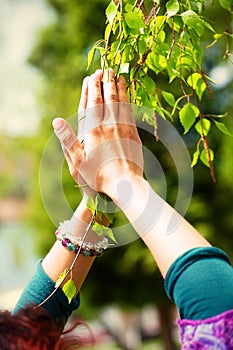 Spring prayer â€“ adoring the healing powers of the spring, Tree in hands