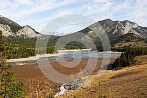 Spring rocky mountains and lake