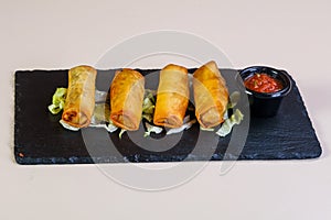 Spring roll with sauce