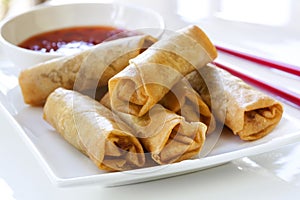 Spring Rolls with Chili Sauce