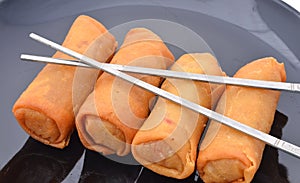 Spring rolls on a plate