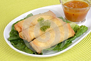 Spring rolls with plum sauce