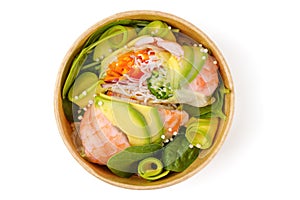 spring rolls with shrimp and funchoza white background for restaurant menu online delivery 2