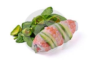 spring rolls with shrimp on a white background for a food delivery site 2