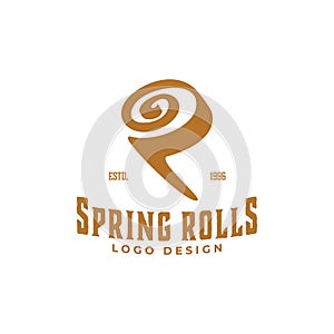 Spring rolls vintage logo design