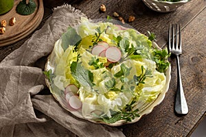 Spring salad with chickweed, nipplewort, and other wild edible plants