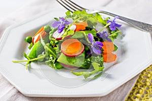 Spring salad with peas and carrots