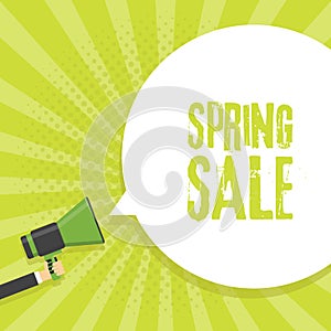 Spring Sale Announcement Megaphone in Retro BackgroundVector Illustration photo