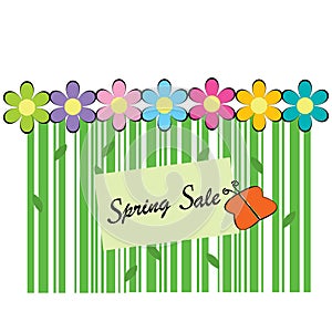 Spring sale background with bar code