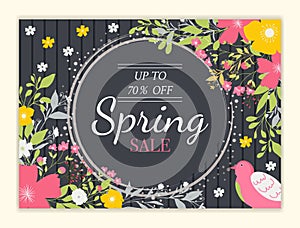 Spring sale background with beautiful colorful flower