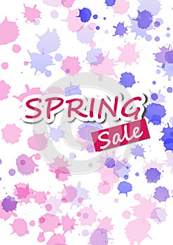 Spring sale background with beautiful drop water color, vector i